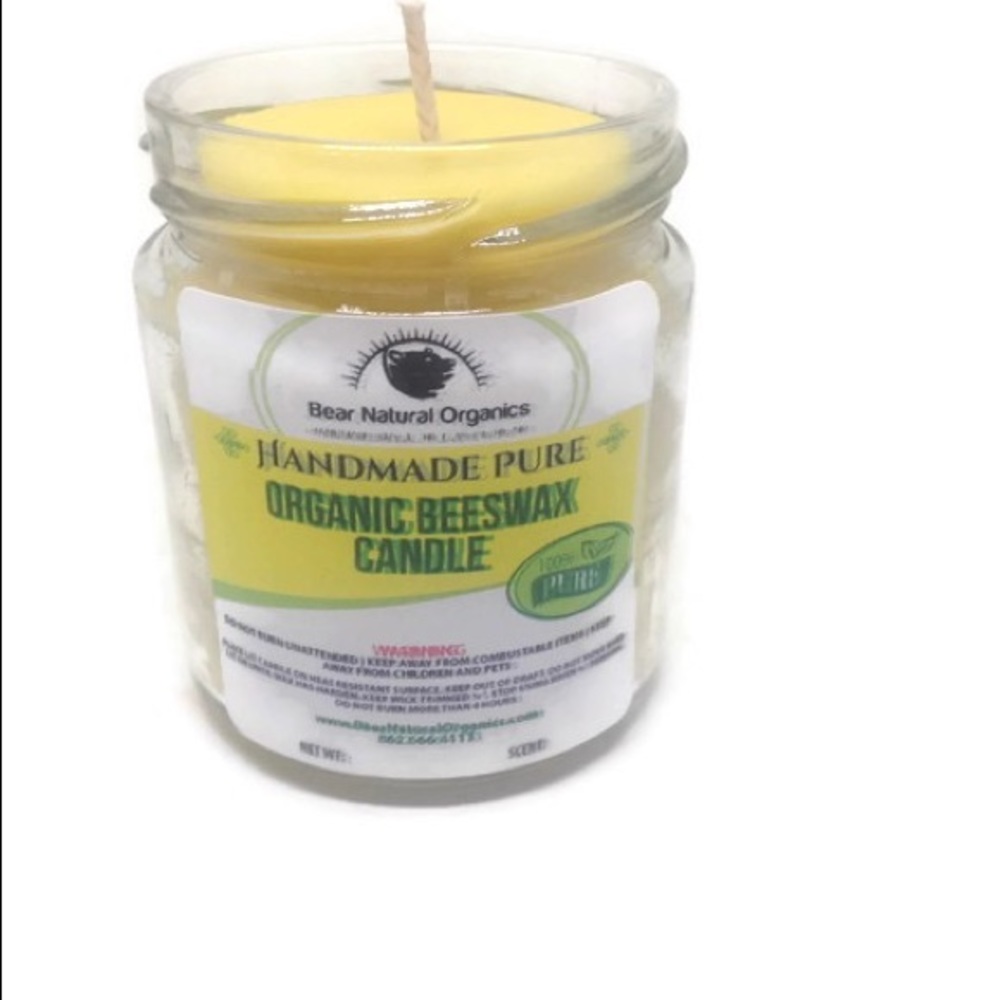Unscented organic beeswax candle 4 oz